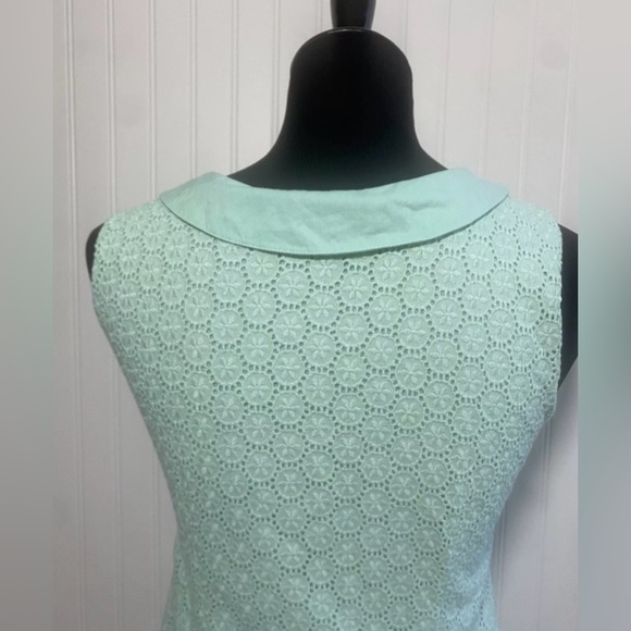 Boden Mint Green Eyelet Tank Top Lined Side Zipper Size 4R Preppy Romantic - Picture 8 of 15